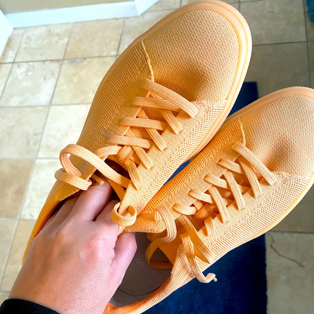 Rothy's Orange Knit Lace-Up Sneakers